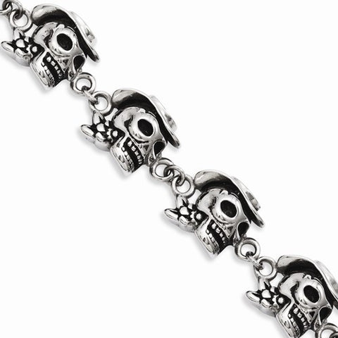 Stainless Steel Antiqued Pirates with Hat Bracelet