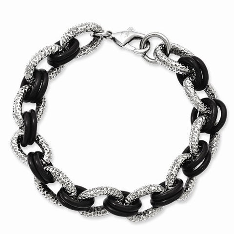 Stainless Steel Black Rubber Bracelet