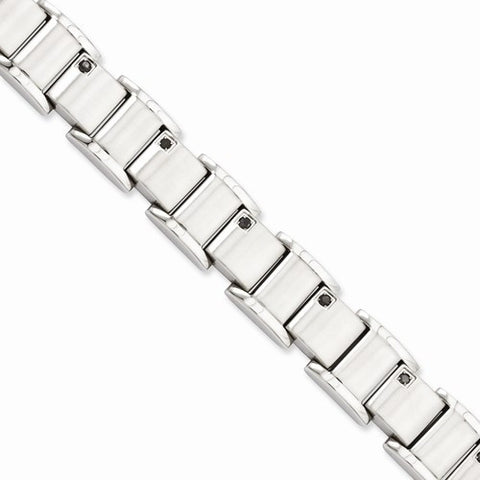 Stainless Steel Black Diamonds Polished Bracelet