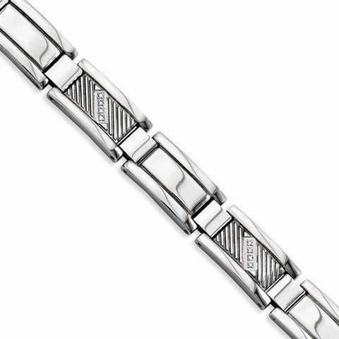 Stainless Steel Polished with Diamonds Bracelet