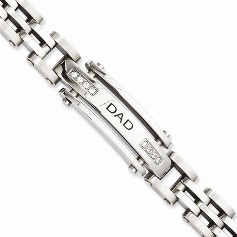 Stainless Steel Polished with Czs Dad Bracelet