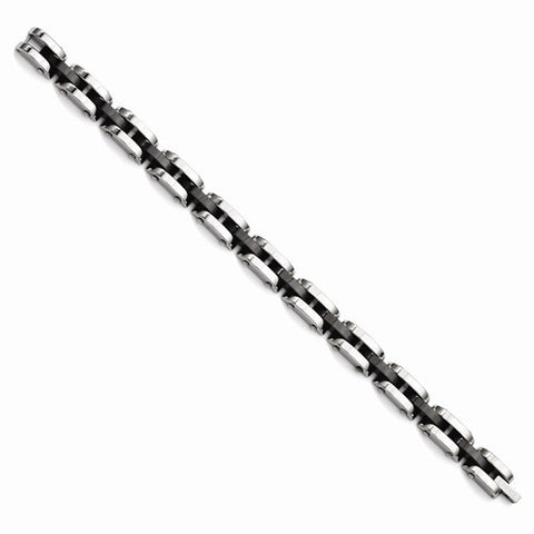 Stainless Steel & Black Ceramic Bracelet