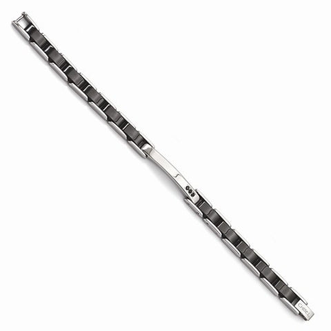 Stainless Steel & Black Ceramic with Black Czs Bracelet