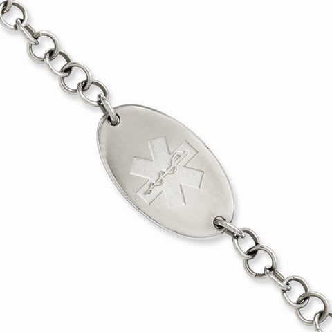 Stainless Steel Brushed Medical Id with Extender Bracelet