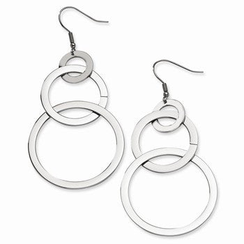 Stainle Steel Interlocking Circle Dangle Earrings