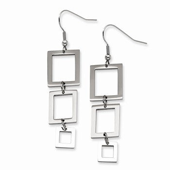 Stainle Steel Rectangle Dangle Earrings