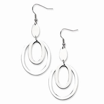 Stainle Steel Fancy Oval Dangle Earrings