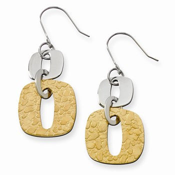 Stainle Steel Yellow IP-plated Square Link Earrings