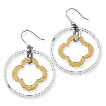 Stainle Steel Gold IPG-plated Circle Dangle Earrings