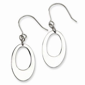 Stainle Steel Polished Cutout Oval Dangle Earrings