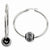 Stainle Steel Black Diamond-cut Bead Hoop Earrings