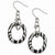 Stainle Steel Black Enamel Striped Oval Dangle Earrings