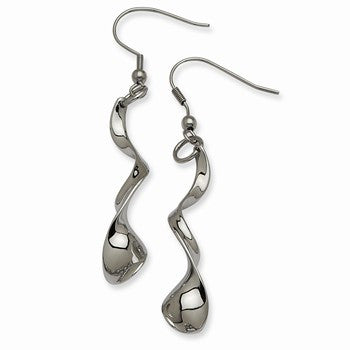 Stainle Steel Polished Twists Dangle Earrings