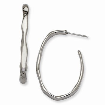 Stainle Steel Polished Fancy J Hoop Earrings