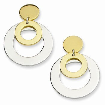 Stainle Steel Yellow IP-plated Circle Post Dangle Earrings