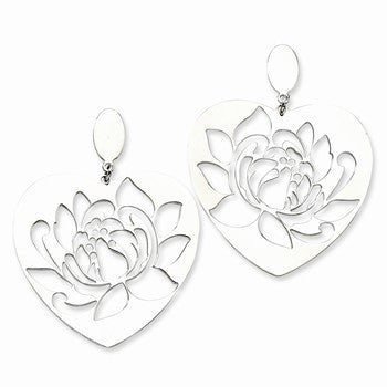 Stainle Steel Flower Cutout Heart Post Earrings