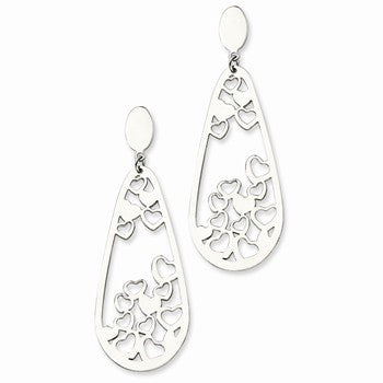 Stainle Steel Heart Teardrop Post Earrings