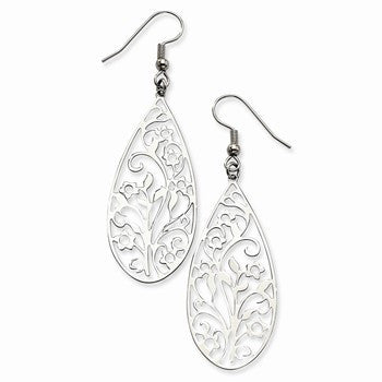 Stainle Steel Filigree Teardrop Wire Earrings