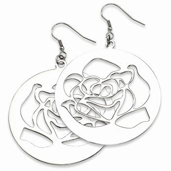 Stainle Steel Rose Cutout Dangle Earrings