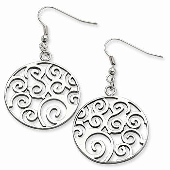 Stainle Steel Fancy Swirl Dangle Earrings