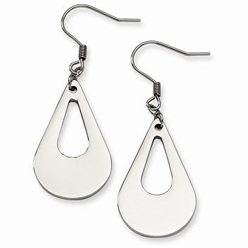 Stainle Steel Polished Teardrop Earrings