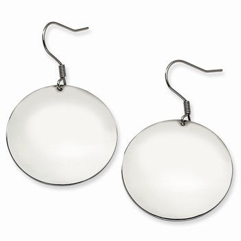Stainle Steel Polished Discs Dangle Earrings