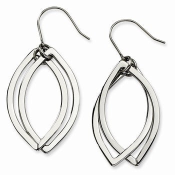 Stainle Steel Polished Ovals Dangle Earrings