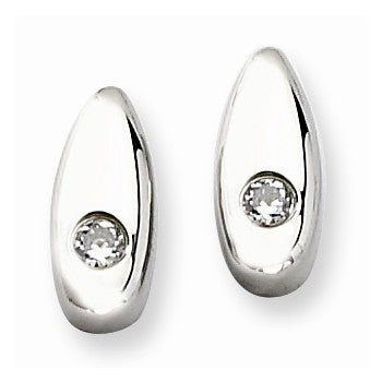 Stainle Steel Polished w/ CZ Post Earrings