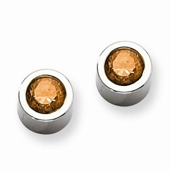 Stainle Steel Brown CZ Post Earrings