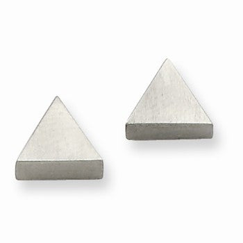 Stainle Steel Brushed Triangle Post Earrings