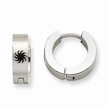Stainle Steel Fancy Design Hinged Hoop Earrings