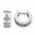 Stainle Steel CZ Brushed Polished Round Hinged Hoop Earrings
