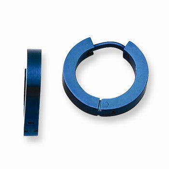 Stainle Steel Blue IP-plated Hinged Hoop Earrings