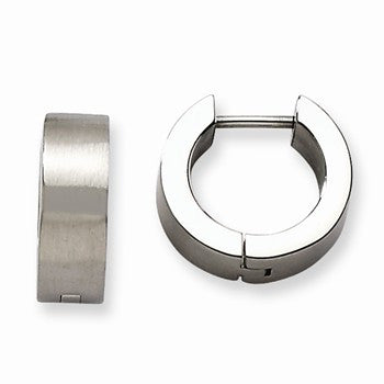 Stainle Steel Brushed Round Hinged Hoop Earrings