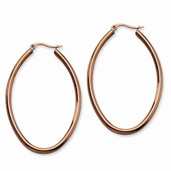 Stainle Steel Chocolate Plated 55mm Oval Hoop Earrings