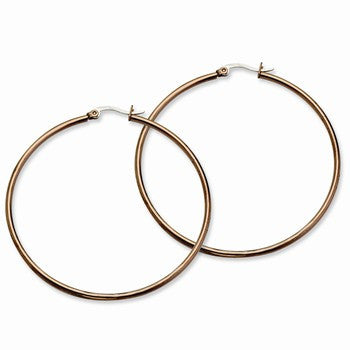 Stainle Steel Chocolate IP plated 60mm Hoop Earrings