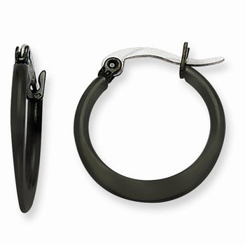 Stainle Steel Black IP plated 19mm Hoop Earrings