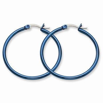 Stainle Steel Blue IP plated 32mm Hoop Earrings