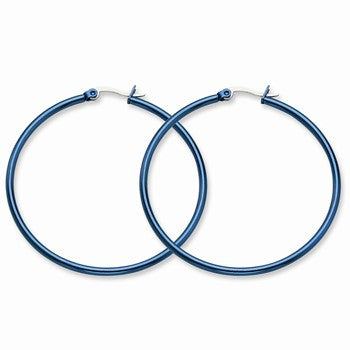 Stainle Steel Blue IP plated 49.5mm Hoop Earrings