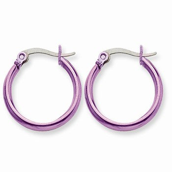 Stainle Steel Pink IP plated 19mm Hoop Earrings