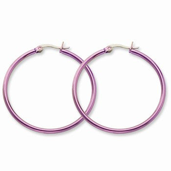 Stainle Steel Pink IP plated 42mm Hoop Earrings