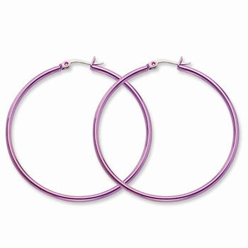 Stainle Steel Pink IP plated 48mm Hoop Earrings