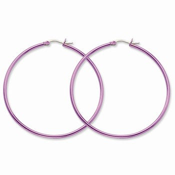 Stainle Steel Pink IP plated 62mm Hoop Earrings