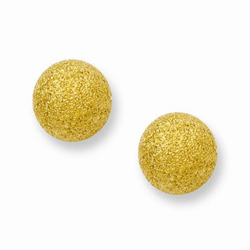 Stainle Steel Yellow IP-plated Laser Cut 8mm Bead Post Earrings