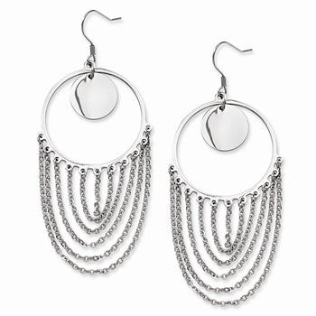 Stainle Steel Hoop Chain Dangle Earrings