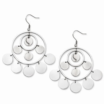 Stainle Steel Polished Circles Dangle Earrings