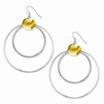 Stainle Steel Yellow IP-plated Circle Large Circle Dangle Earrings