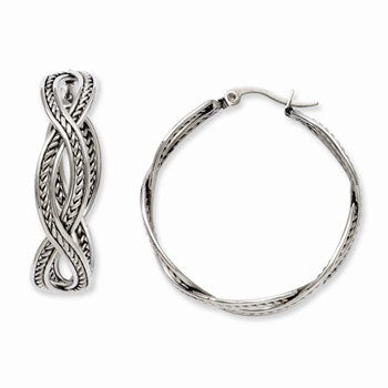 Stainle Steel 35mm Twisted Hoop Earrings