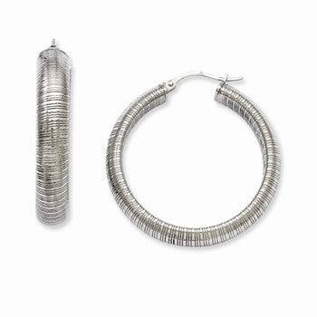 Stainle Steel Textured Hoop Earrings