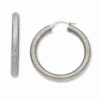 Stainle Steel Textured Hoop Earrings